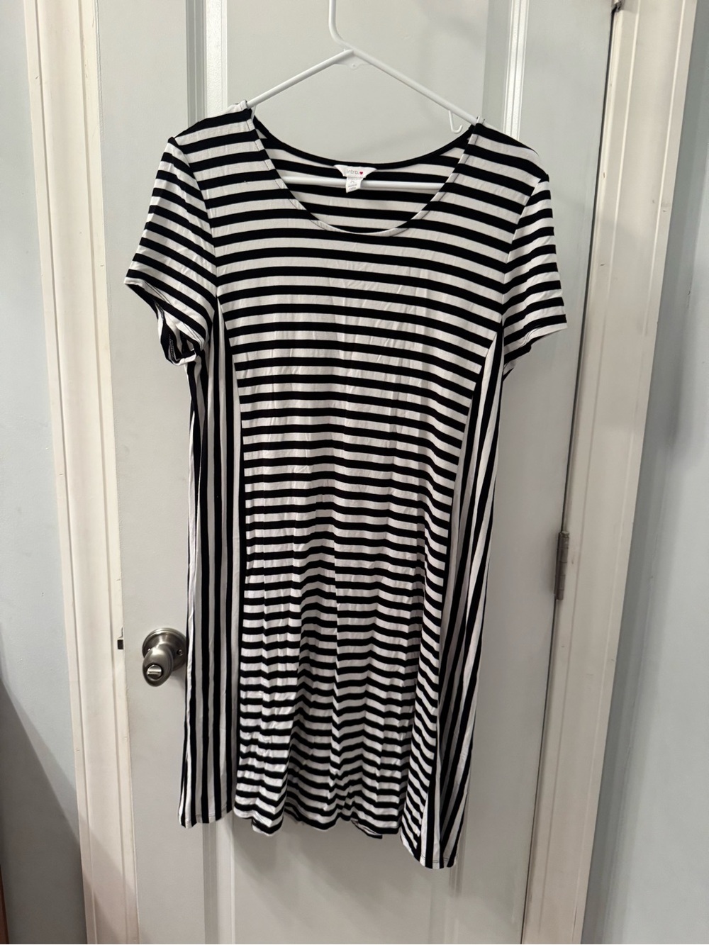 intro. Black and White Striped Midi Dress